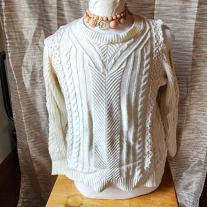 White Off the Sleeve Sweater